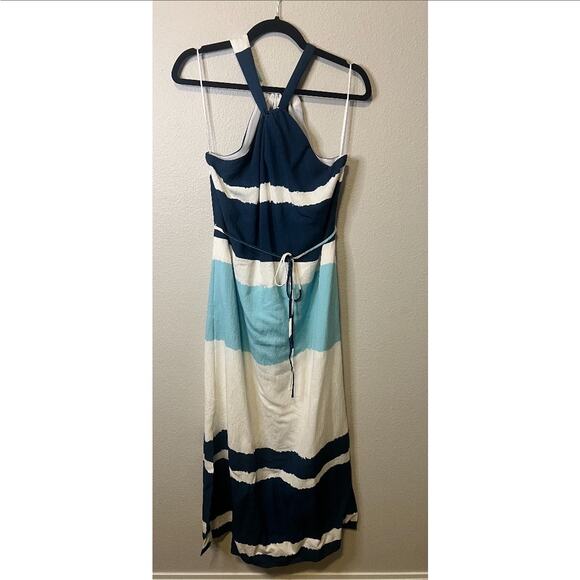 Banana Republic Blue and White Halter Neck Midi Dress Size 4 - Picture 1 of 5